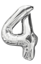 Folieballong nummer 4 H60 cm sølv 